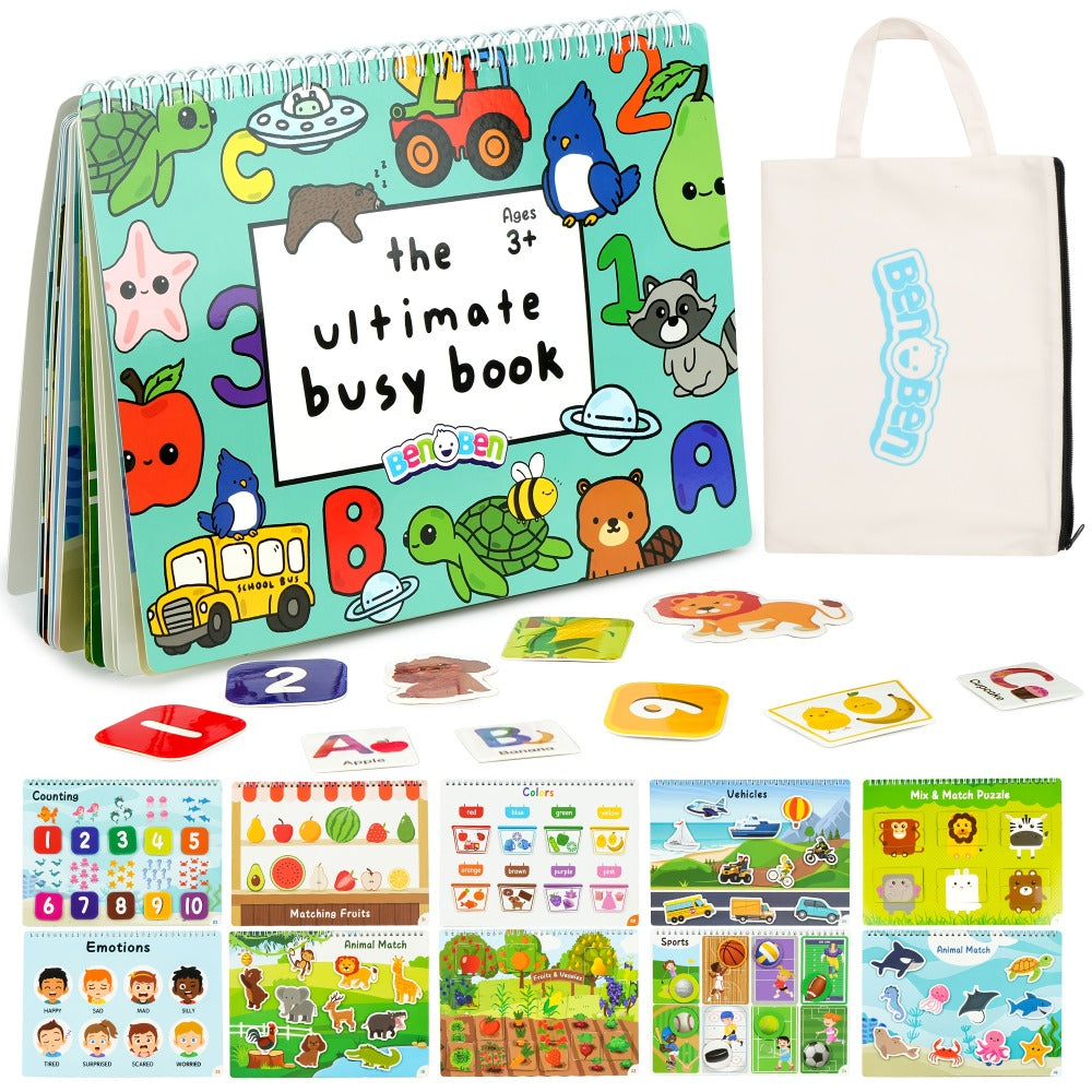 Preschool Busy Book for Toddlers Ages 2-6, 50 Pages Tracing Writing Drawing Activity Workbook, Kindergarten Readiness Practice Book