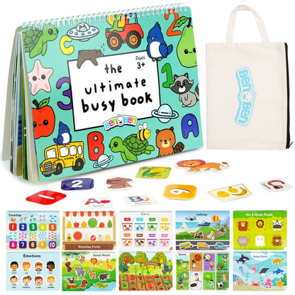 Preschool Busy Book for Toddlers Ages 2-6, 50 Pages Tracing Writing Drawing Activity Workbook, Kindergarten Readiness Practice Book