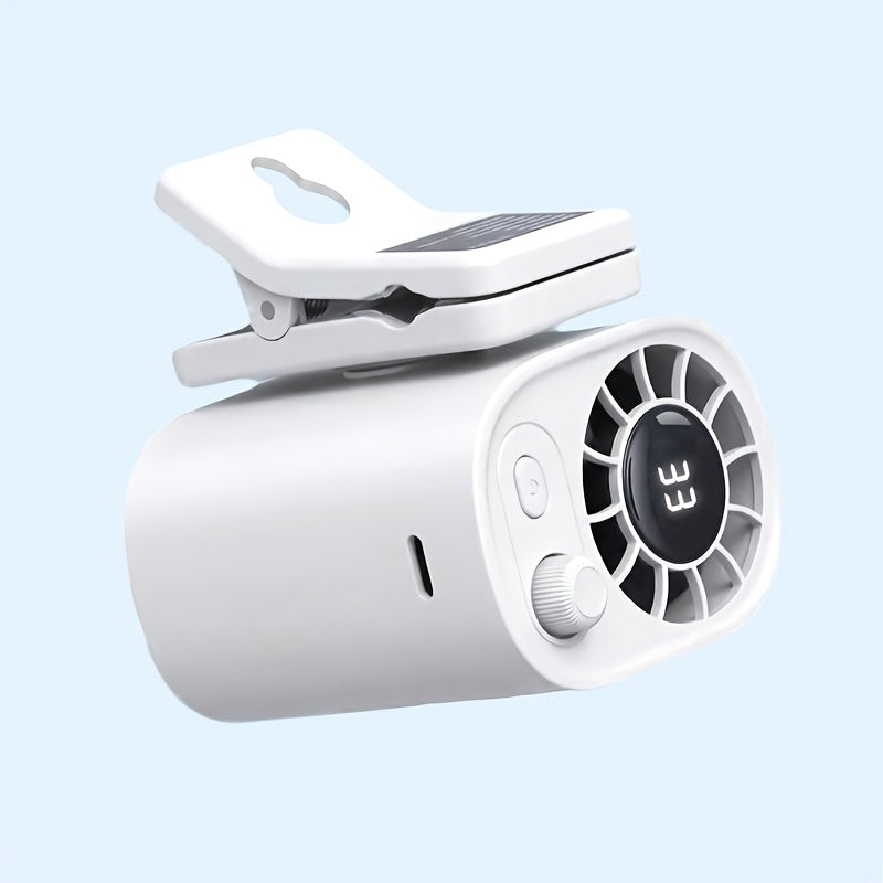 Clip-On Car Fan USB Rechargeable Sun Visor Fan Adjustable Speed Portable Quiet Mini Cooling for Daily Driving, Commuting and Road Trips