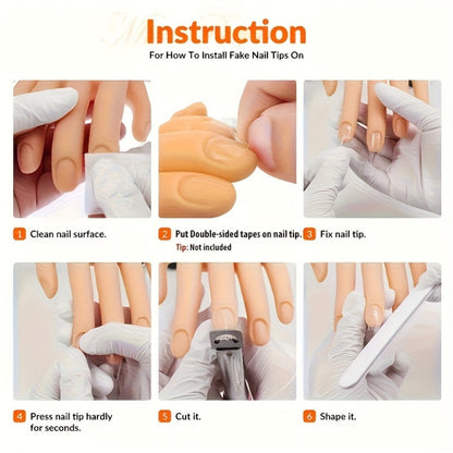 Silicone Nail Practice Hand Model with Desktop Stand – Flexible Realistic Fake Hand for Nail Art Training