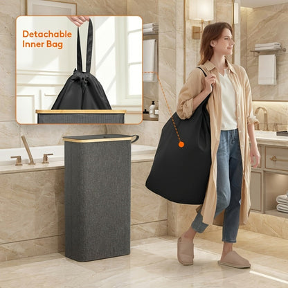 Slim Lidded Laundry Hamper with Removable Bag in Six Colors and 50L, 65L or 75L Options Pictured