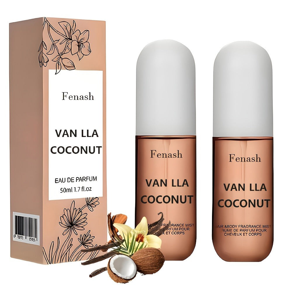 Vanilla Coconut Body Spray & Hair Mist – Long-Lasting Gourmand Floral Fragrance with Vitamin E & Moroccan Argan Oil, Skin-Safe for All Types