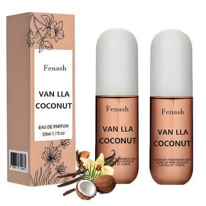 Vanilla Coconut Body Spray & Hair Mist – Long-Lasting Gourmand Floral Fragrance with Vitamin E & Moroccan Argan Oil, Skin-Safe for All Types