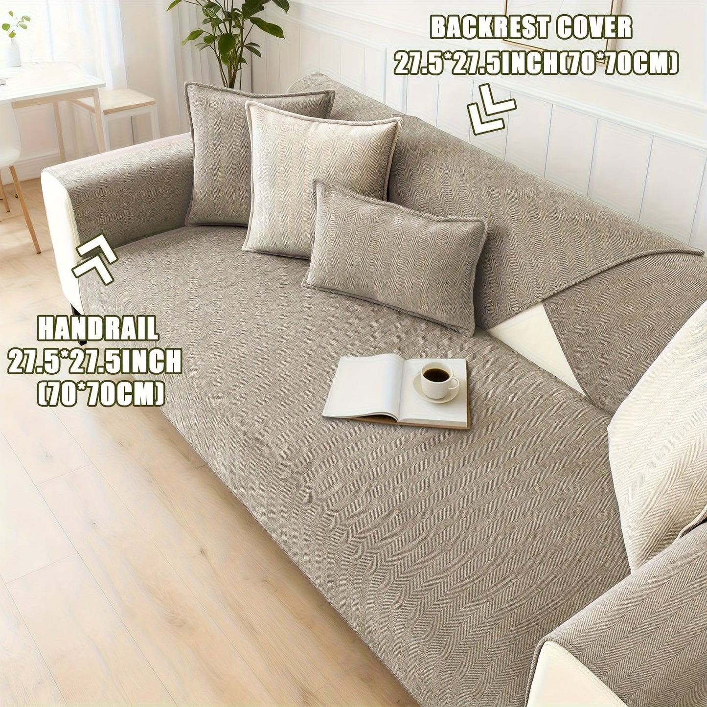 Sofa Cover Ribbed Chenille Stretch Panels for 1 to 4 Seats, Armrests or Cushions with Model-Specific Size and Color Options