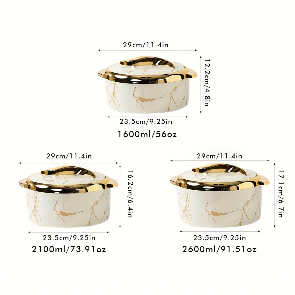 Insulated Casserole Dish Set 3-Piece Thermal Food Warmer with Lids, Stainless Steel Serving Bowls for Hot & Cold Food