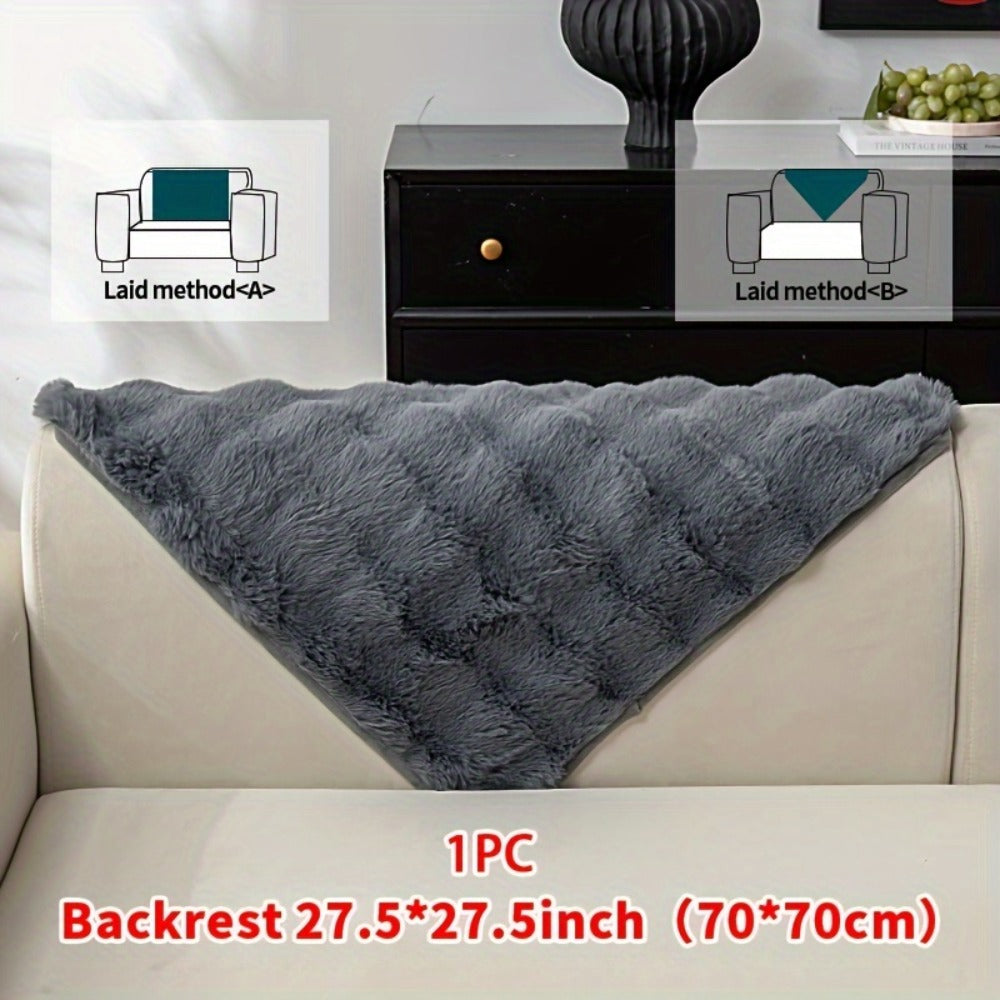 Sofa Cover Thick Faux Rabbit Plush Panels with Backing Detail for Seat, Armrest, Backrest or Pillowcase