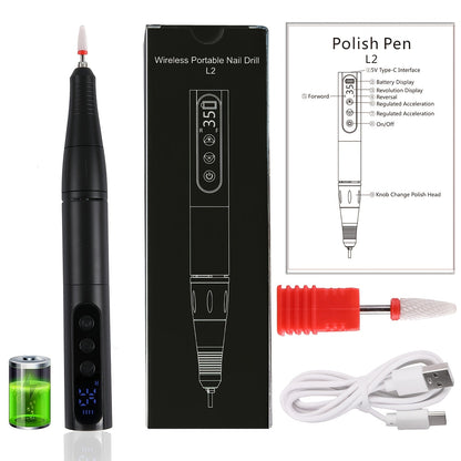 Electric Nail Drill 35000 RPM USB Rechargeable Pen with Digital Display and Three Color Options