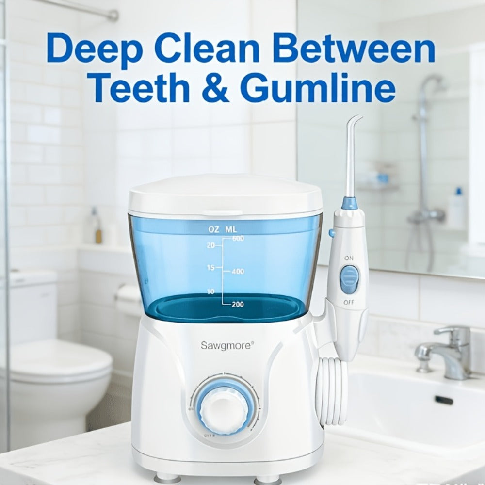 Water Flosser Countertop FC166 Oral Irrigator with 600ml Tank, Ten Pressure Settings, Eight Nozzles and Rotary Dial