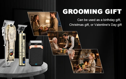 LQT Bronze Hair Clipper Set with Digital Displays, USB Charging and Choice of 2-, 3- or 4-Device Kits
