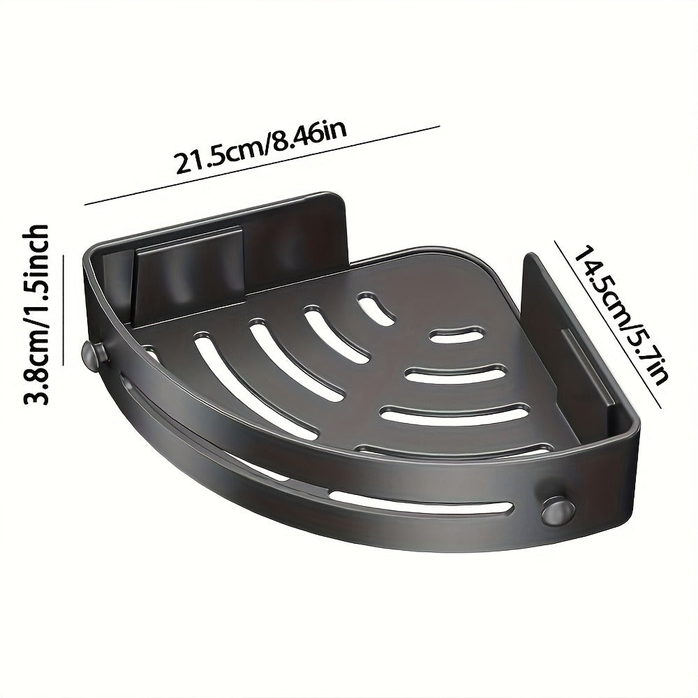 Corner Shower Shelf 2-Layer Nail-Free Bathroom Caddy, No Drill Plastic Shampoo Holder & Organizer for Shower