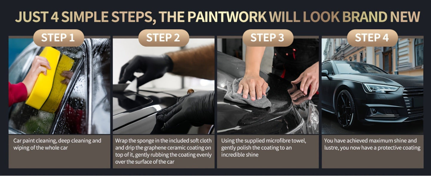 Graphene Ceramic Coating Kit 70ml – 20H Ultra High Gloss Car Paint Protection, 10+ Year Long-Lasting Shield