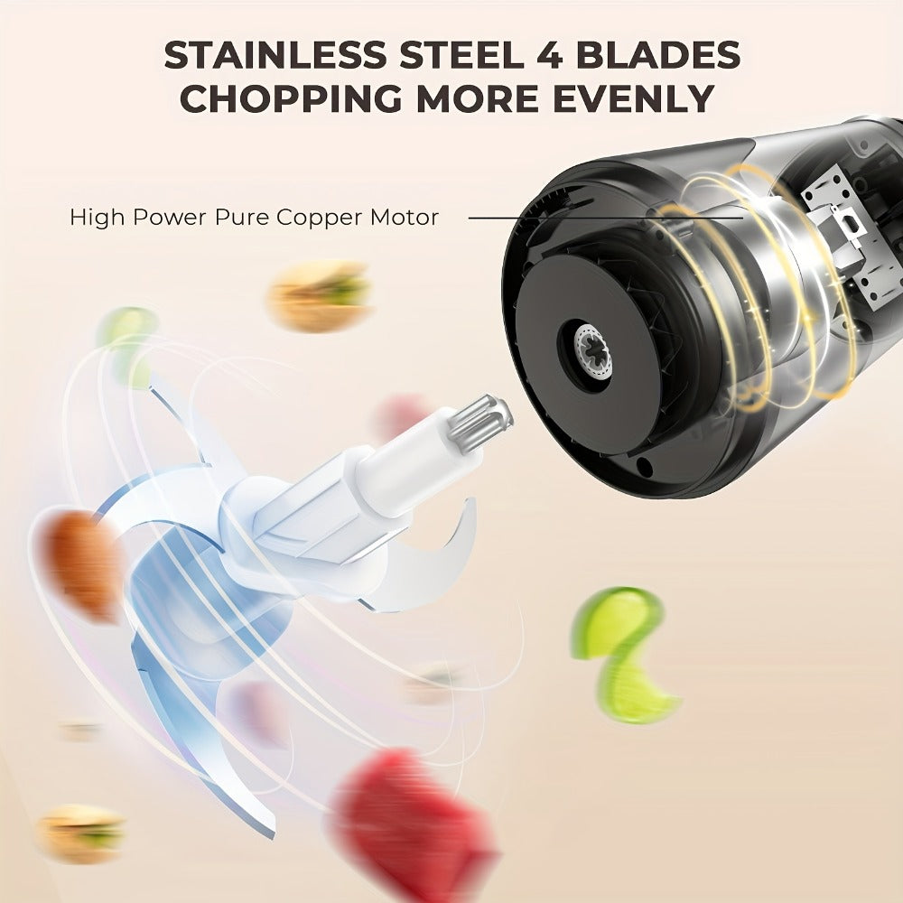 Mini Electric Food Processor 450W with 2 Bowls & 4 Bi-Level Blades, Meat Grinder & Vegetable Chopper for Baby Food
