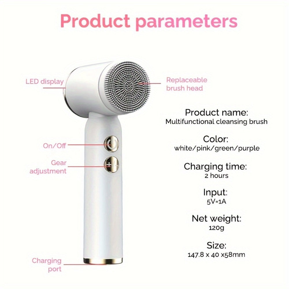 EMS Microcurrent Face Massager Device V-Face Lifting Double Chin Reducer Neck Rejuvenation 6-in-1 Brush Heads for Home or Salon Spa Use
