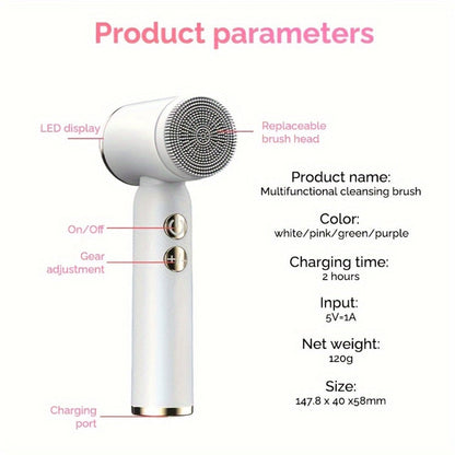 EMS Microcurrent Face Massager Device V-Face Lifting Double Chin Reducer Neck Rejuvenation 6-in-1 Brush Heads for Home or Salon Spa Use