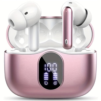 Wireless Earbuds Bluetooth 5.3 with Call Noise Reduction Mic, LED Display Case and Eight Color Options
