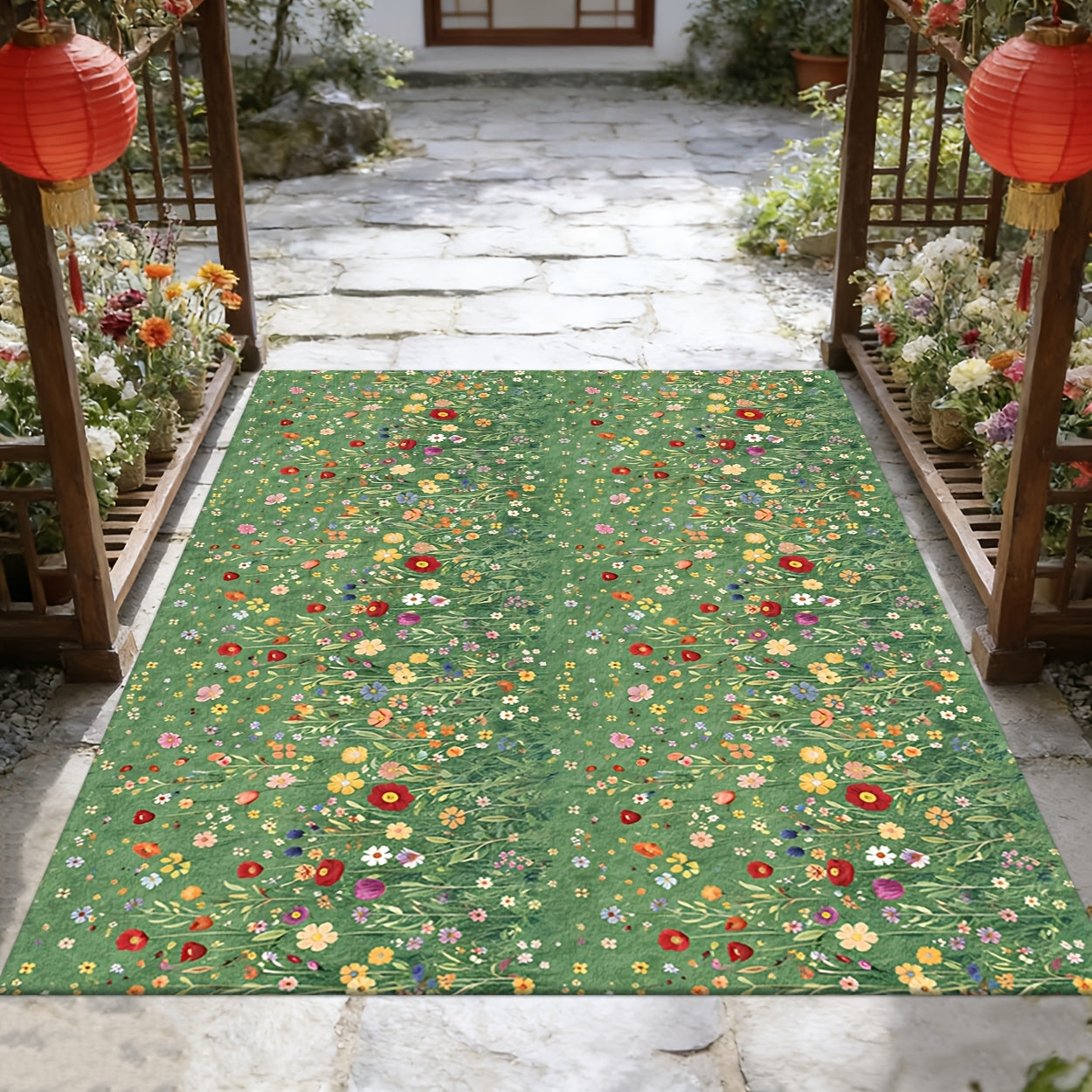Area Rug Washable Foldable Indoor Outdoor Mat in Five Sizes for Patio, Garden, Picnic or Camping
