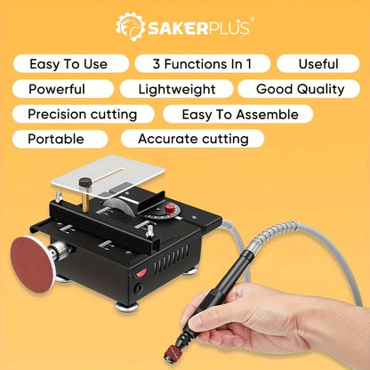 SakerPlus Mini Table Saw - 120/136pcs Multifunctional Portable All-in-One Machine, 7-Speed Adjustable