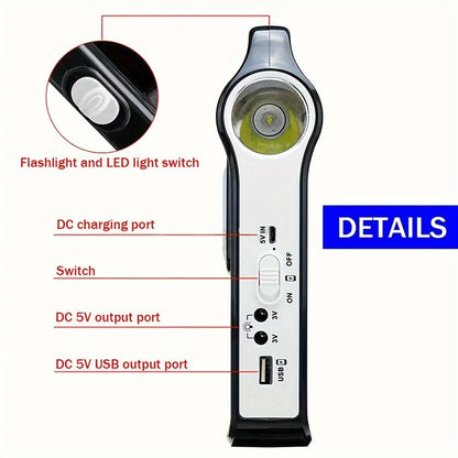 Solar Energy System Kit Portable Rechargeable USB Charger with LED Lamp Lighting Lithium Battery Home for Garden, Patio and Yard Use