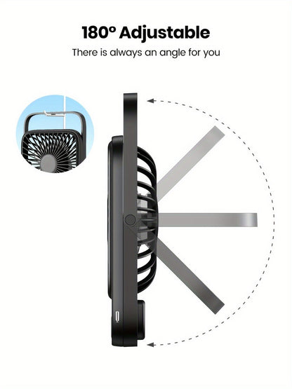USB Desk Fan Battery Operated, 2000mAh & 5000mAh Rechargeable Mini Personal Fan, 4-Speed Adjustable