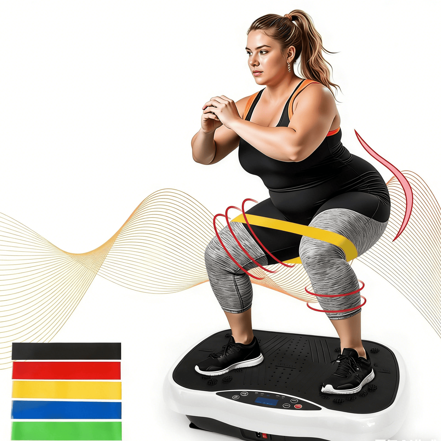 Vibration Plate Exercise Machine 120 Speed Levels – 5 Resistance Bands, LCD Display, Remote Control, 3 Workout Programs