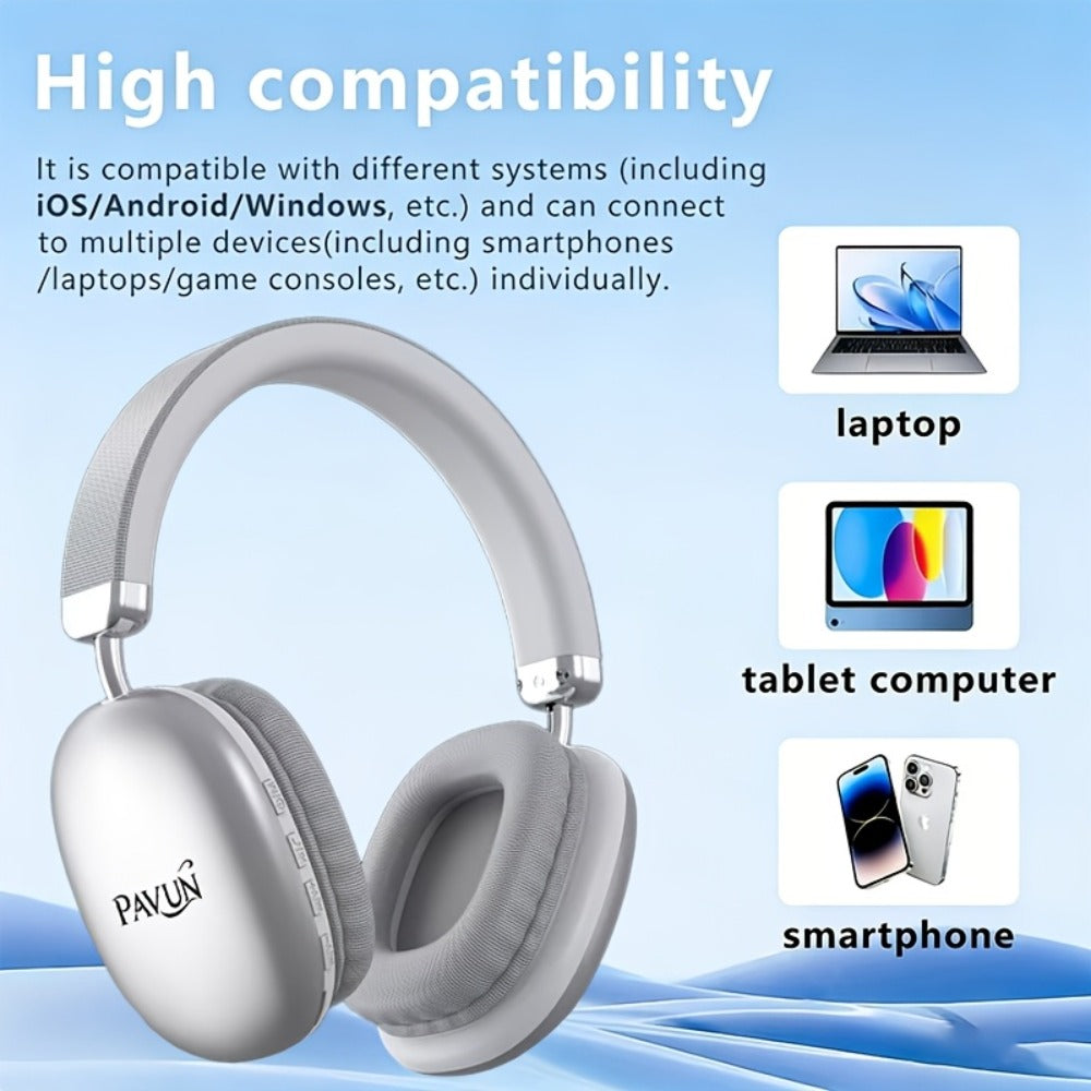 WH35MAX Noise Cancelling Wireless Headset HiFi Deep Bass Built-in HD Mic Comfortable for Bedside Audio, Alarms and Room Entertainment