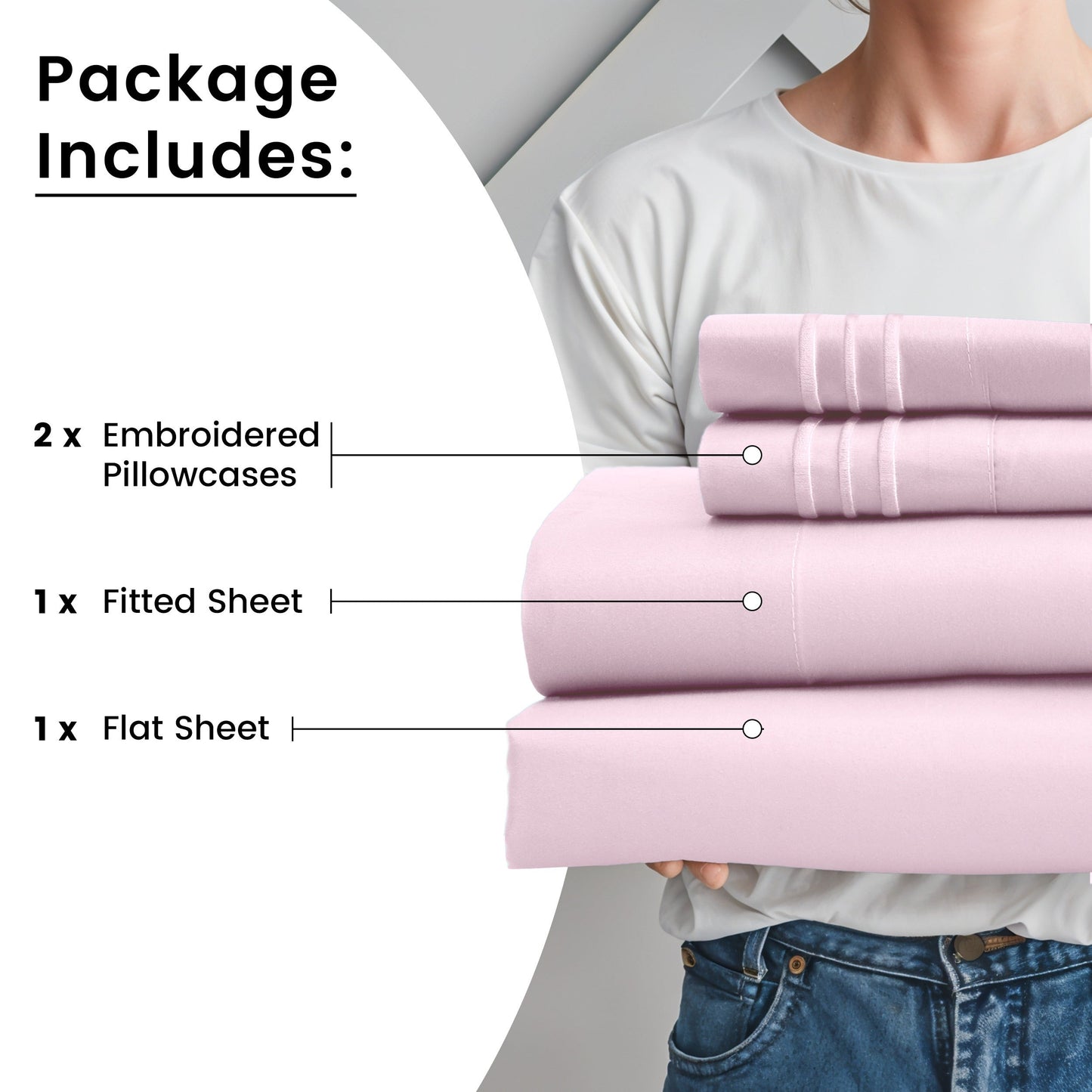 Fitted Sheet Set 6-Piece Brushed Polyester Deep Pocket Bed Sheets 20 Colors Hotel Luxury Bedding with Embroidered Pillowcases