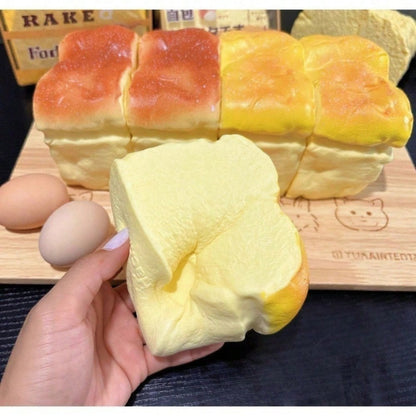 Slow Rise Bread Squishy Toy 2-Pack, Squeeze Fidget Sensory Toys for Anxiety & Stress, TPU Foam, Mixed Color Light & Dark