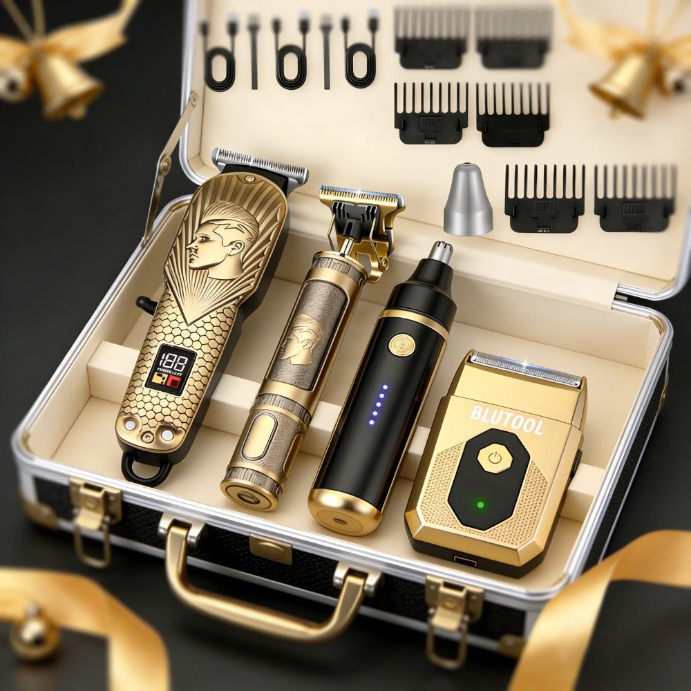 4-in-1 Cordless Grooming Kit for Men – Hair Clipper, Beard Trimmer, Electric Shaver & Nose Trimmer, Rechargeable Professional Hair Cutting