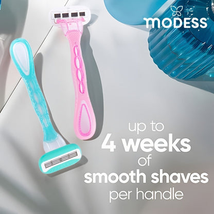 Sensitive Skin Disposable Razors for Women Pastel Teal Blush Pink 4-Pack & 8-Pack Smooth Close Shave Legs Underarms Protective Blade Cap