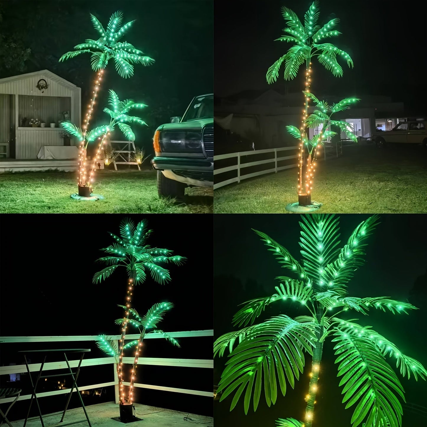 Solar Palm Tree Light 7ft 260 LED Outdoor Patio Tropical Decor Waterproof