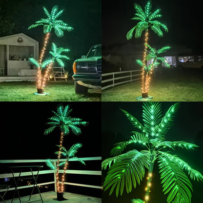 Solar Palm Tree Light 7ft 260 LED Outdoor Patio Tropical Decor Waterproof