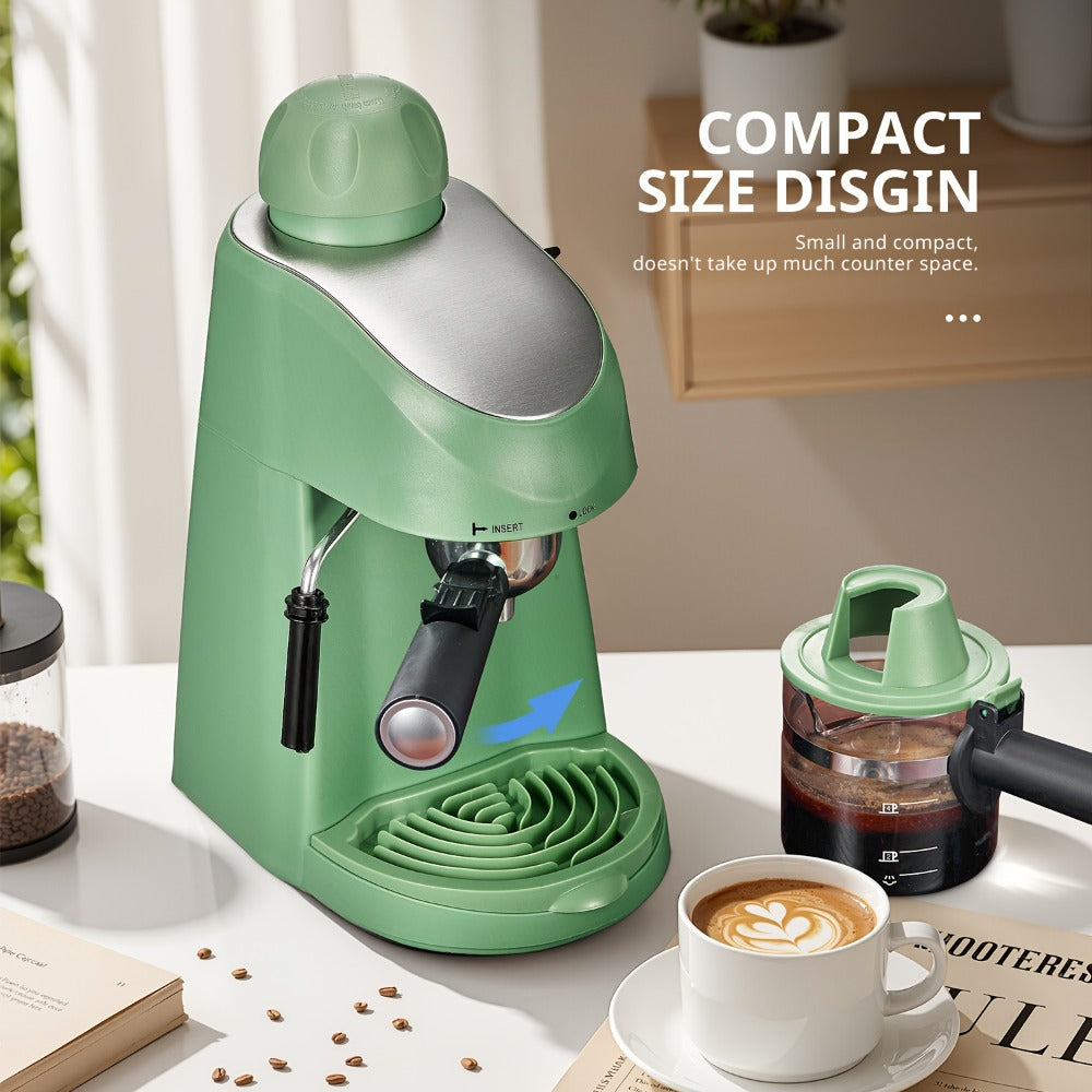 Espresso Machine 3.5Bar with Milk Frother Steam Wand Makes 4 Cups Cappuccino Latte Espresso for Entryways, Bedrooms and Living Spaces