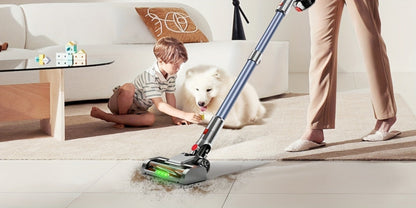 Cordless LED Stick Vacuum Cleaner with Removable Battery, Two Suction Modes and Seven Color Options