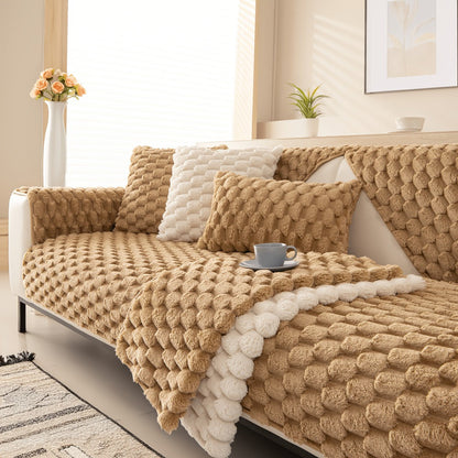 Sofa Cover 35.5-Inch Fuzzy Polyester Single-Piece Pad with Silicone-Dot Backing for 2 to 4 Seats