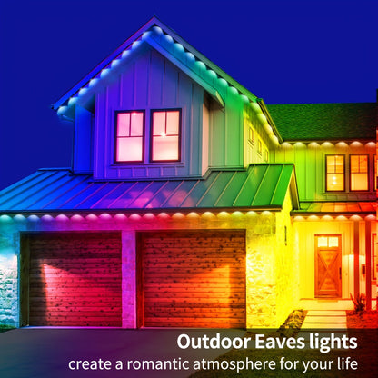 Permanent Eave Lights RGB Outdoor 200FT - Music Sync, Scene Modes, App Controlled Under Eave LED Lighting for House Exterior