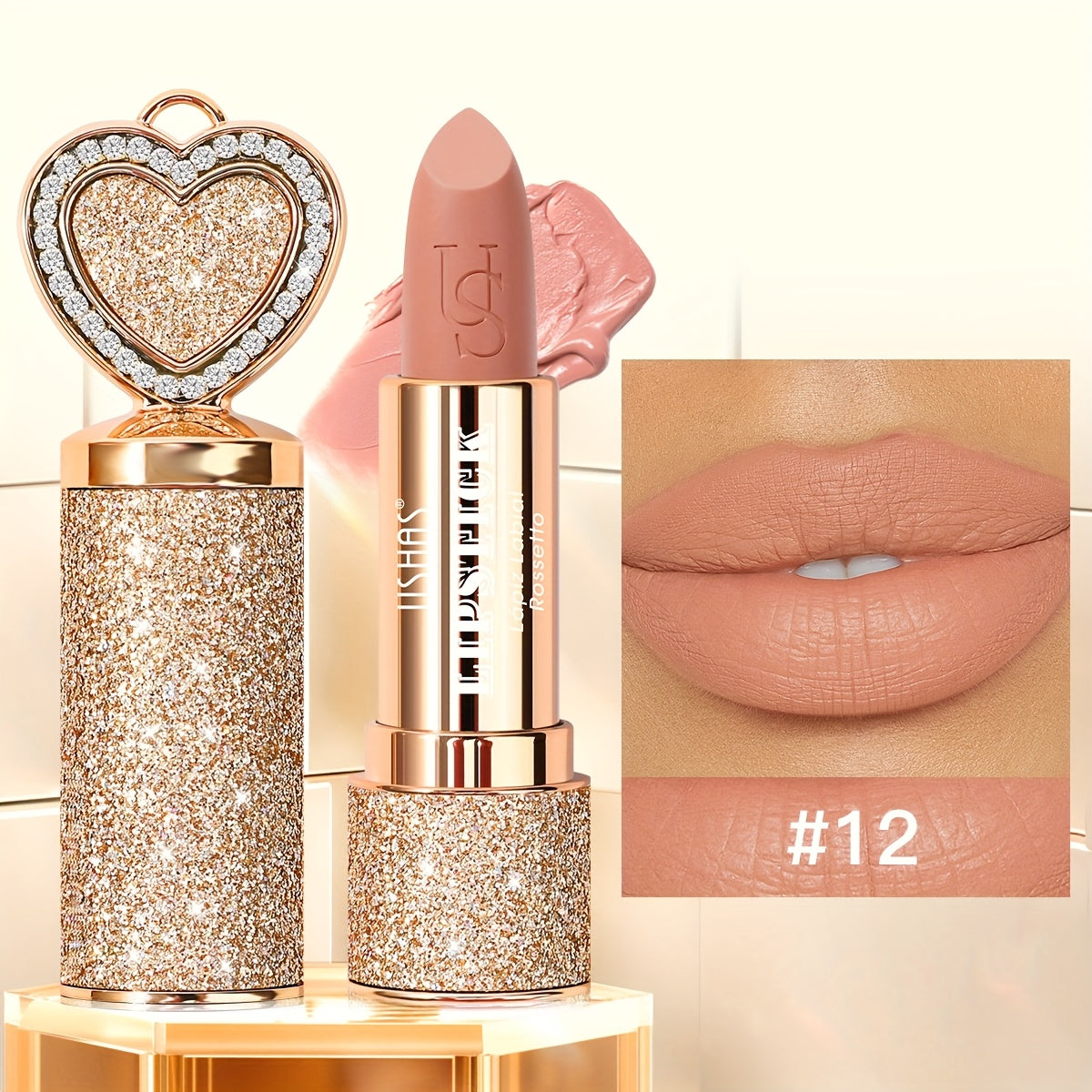 Matte Lipstick Heart-Shaped Design 24H Long-Lasting Velvet Finish – Transfer-Resistant Highly Pigmented Buildable Lip Color