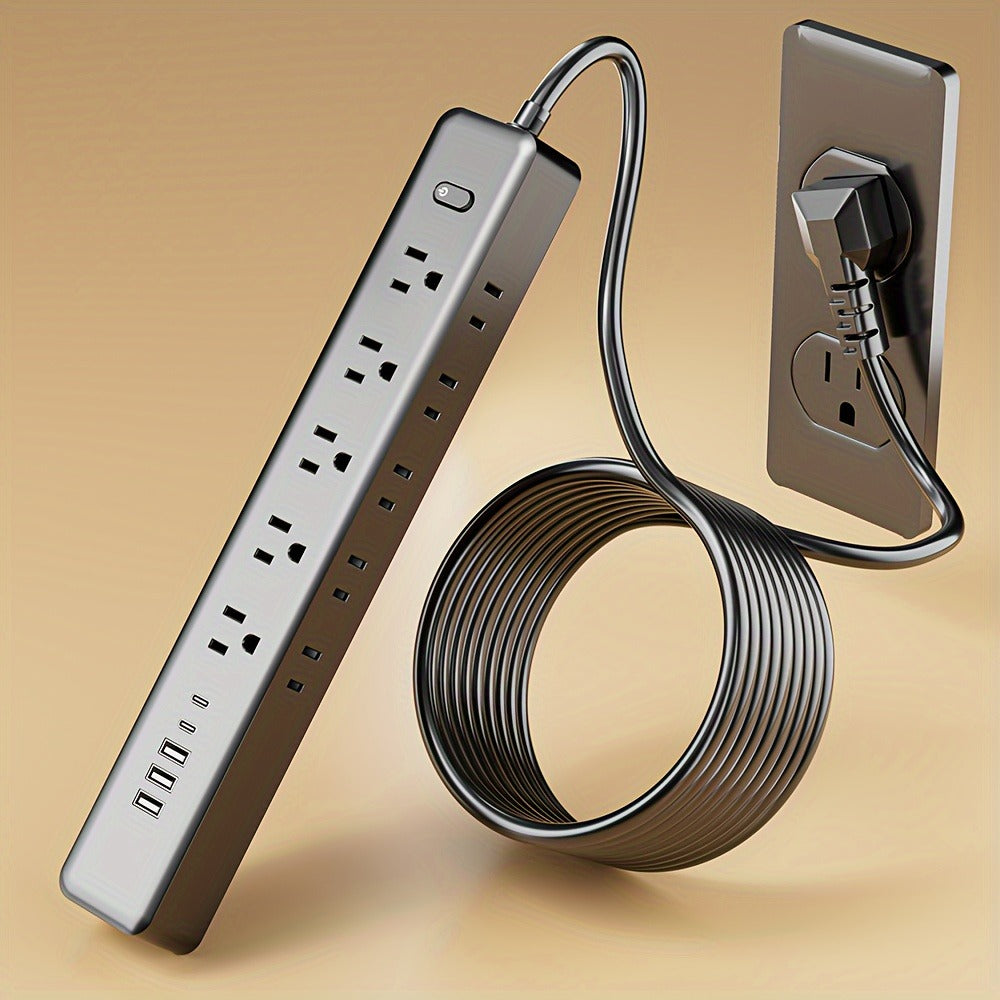 Wall Mount Power Strip 15-in-1 Slim Long Strip, 10 AC Outlets & 5 USB Ports (3 USB-A + 2 USB-C), Surge Protection Overload Protection