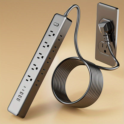 Wall Mount Power Strip 15-in-1 Slim Long Strip, 10 AC Outlets & 5 USB Ports (3 USB-A + 2 USB-C), Surge Protection Overload Protection