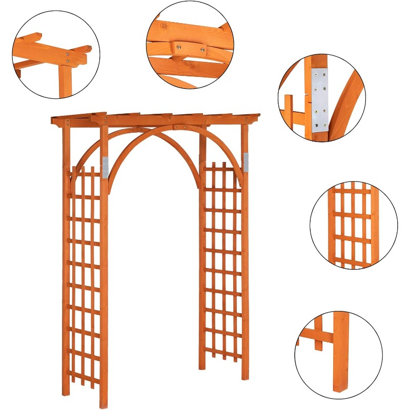 Teak Wood Pergola Arbor 85" Wedding Arch Garden Climbing Trellis for Garden, Patio and Yard Use
