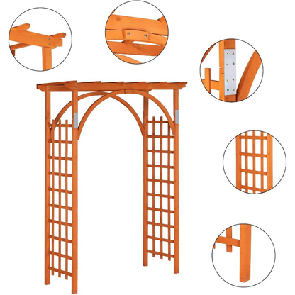 Teak Wood Pergola Arbor 85" Wedding Arch Garden Climbing Trellis for Garden, Patio and Yard Use
