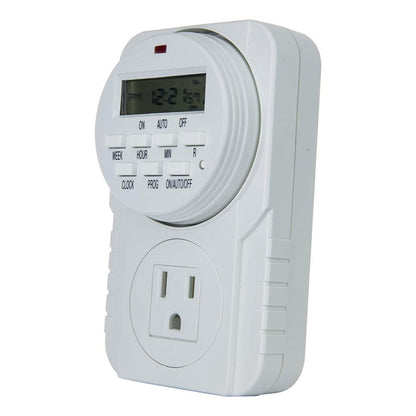 7-Day Digital Programmable Timer with Dual Outlet - Indoor Electric Timer for Hydroponics, Lamp, Light