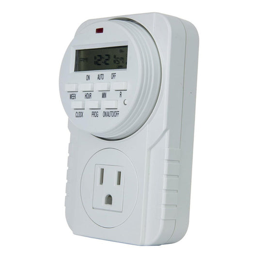 7-Day Digital Programmable Timer with Dual Outlet - Indoor Electric Timer for Hydroponics, Lamp, Light