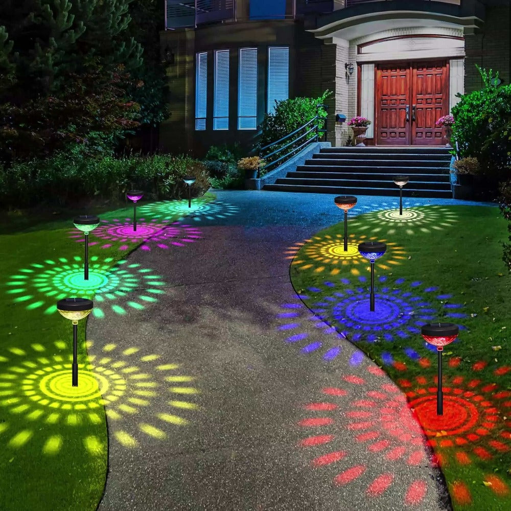 Solar Outdoor Lights 6-Pack IP44 Landscape Stakes with Light Sensor and Color/Warm White Mode