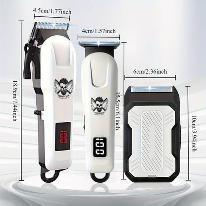 Electric Grooming Kit Hair Clipper & Razor Set USB Rechargeable with Digital Screen - 2 & 3 Piece Sets for Home Use & Salons