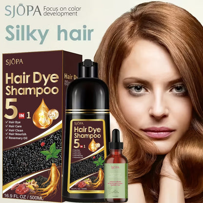 Rosemary Oil Hair Coloring Shampoo 5-in-1 Herbal Formula 500ml - 100% Gray Coverage for Bath Time, Home Spa and Personal Care