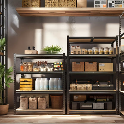 Shelving Unit 5-Tier Metal Storage Shelves, 60"H x 28"W x 12"D Adjustable Steel Rack for Garage, Closet