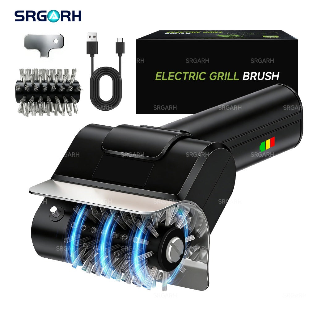 Electric BBQ Grill Brush Cordless Rechargeable Grill Cleaner with 800 RPM Rotating Head, 2000mAh Battery