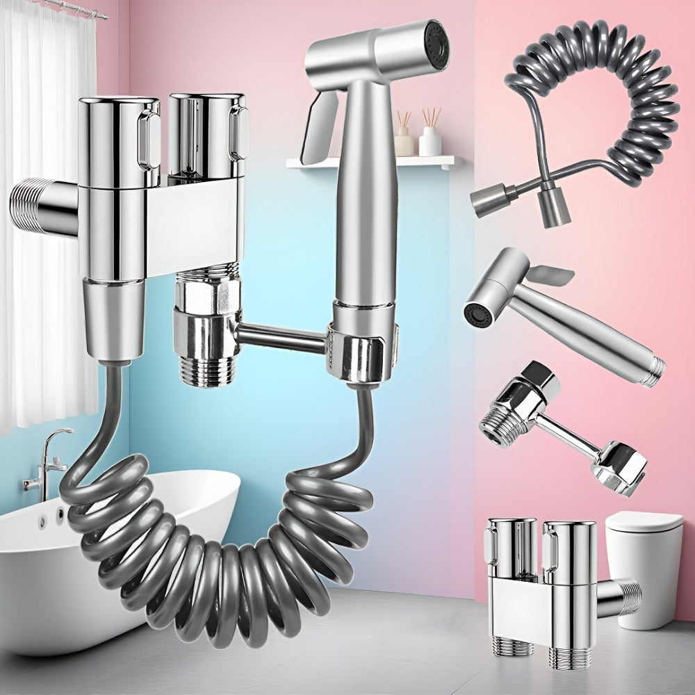 Handheld Bidet Sprayer Kit 6-Piece Wall Mounted Toilet Sprayer Set with Hose & Holder - Adjustable Pressure