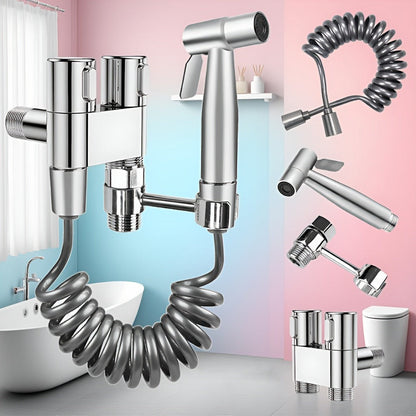 Handheld Bidet Sprayer Kit 6-Piece Wall Mounted Toilet Sprayer Set with Hose & Holder - Adjustable Pressure