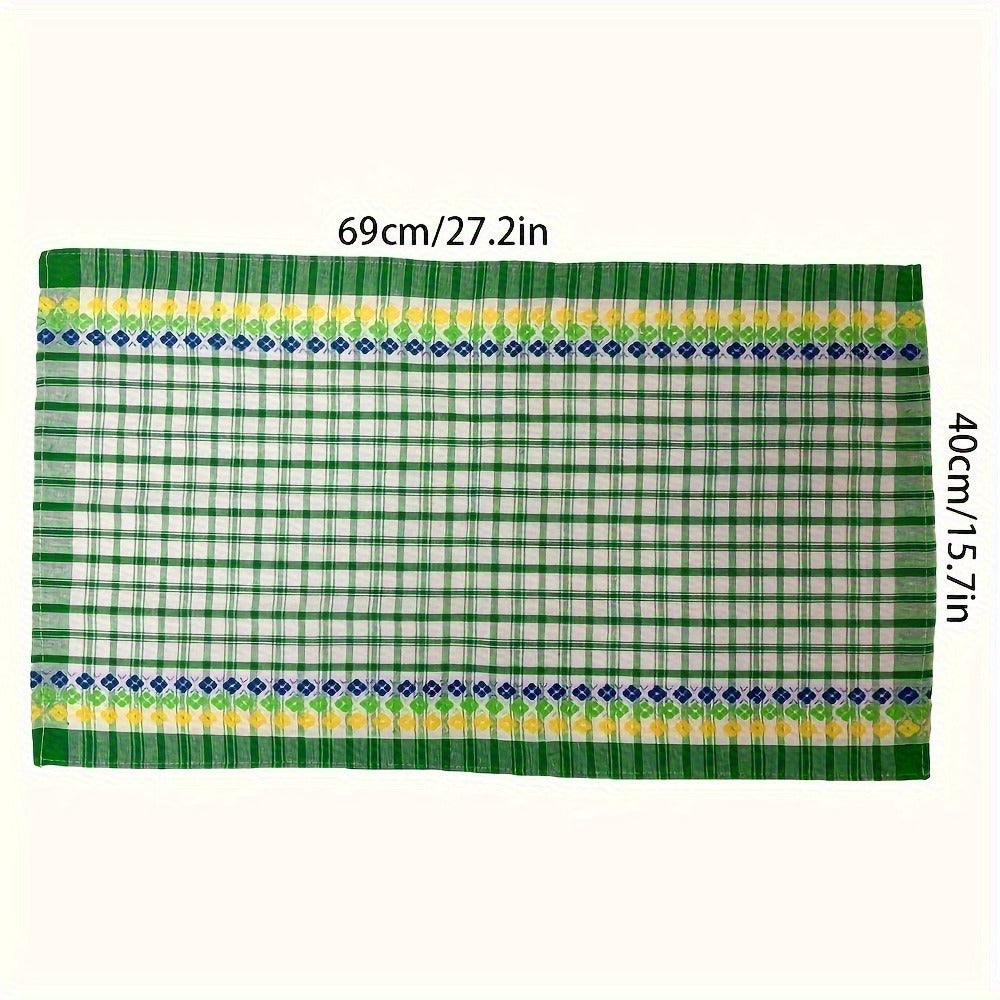 Four-Piece Kitchen Towel Set, 18 x 28 Inches Each with Mixed Plaid, Stripe and Floral-Band Colors